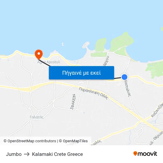 Jumbo to Kalamaki Crete Greece map