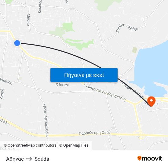 Αθηνας to Soúda map