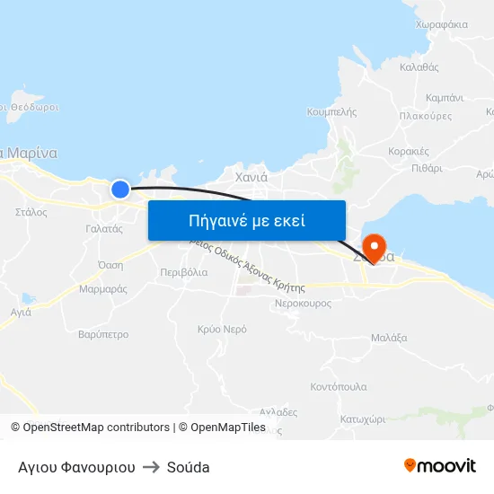 Αγιου Φανουριου to Soúda map