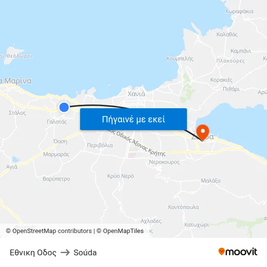 Εθνικη Οδος to Soúda map