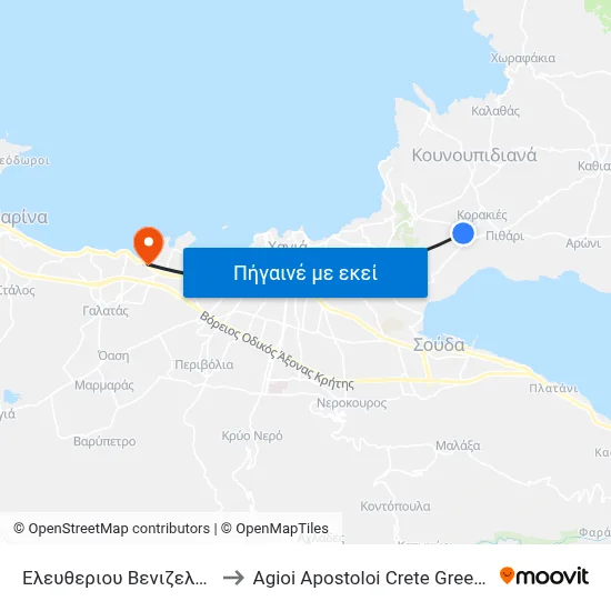 Ελευθεριου Βενιζελου to Agioi Apostoloi Crete Greece map