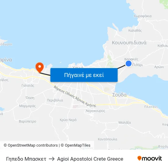 Γηπεδο Μπασκετ to Agioi Apostoloi Crete Greece map
