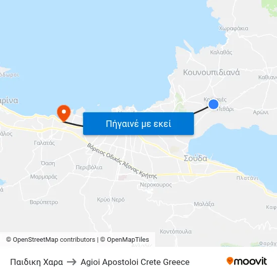 Παιδικη Χαρα to Agioi Apostoloi Crete Greece map