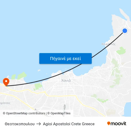 Θεοτοκοπουλου to Agioi Apostoloi Crete Greece map