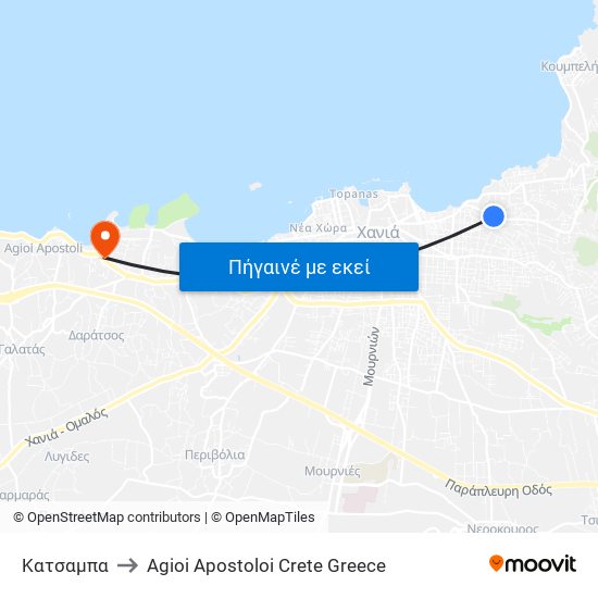 Κατσαμπα to Agioi Apostoloi Crete Greece map