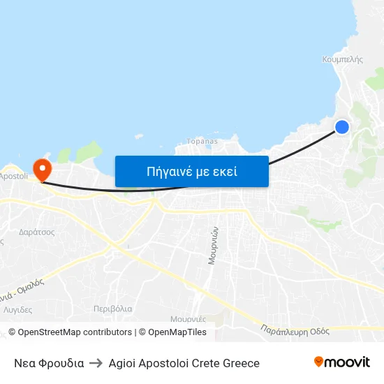 Νεα Φρουδια to Agioi Apostoloi Crete Greece map