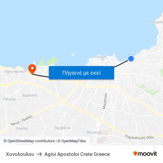 Χονολουλου to Agioi Apostoloi Crete Greece map