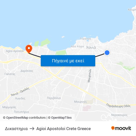 Δικαστηρια to Agioi Apostoloi Crete Greece map