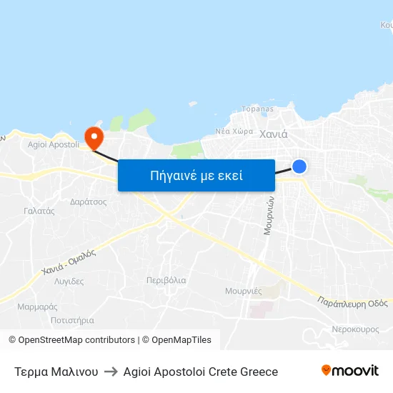 Τερμα Μαλινου to Agioi Apostoloi Crete Greece map