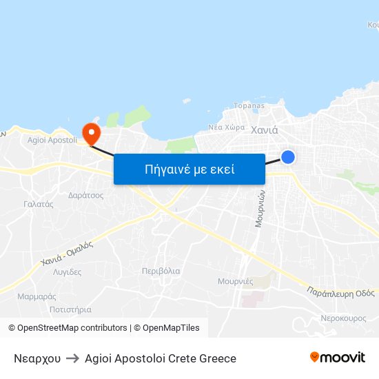Νεαρχου to Agioi Apostoloi Crete Greece map