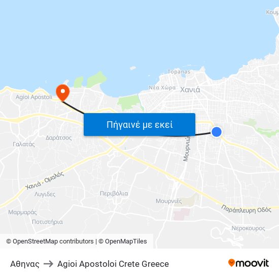 Αθηνας to Agioi Apostoloi Crete Greece map