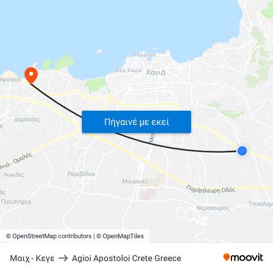 Μαιχ - Κεγε to Agioi Apostoloi Crete Greece map