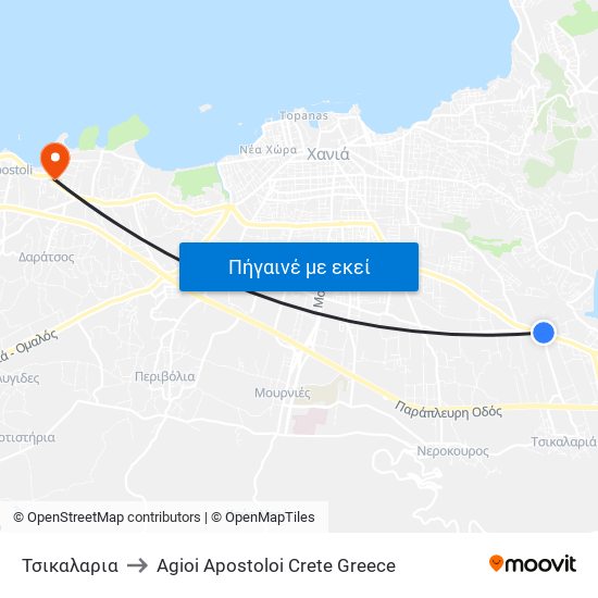 Τσικαλαρια to Agioi Apostoloi Crete Greece map