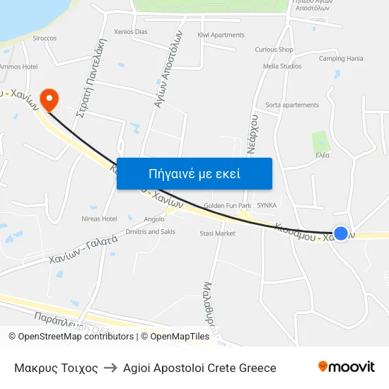 Μακρυς Τοιχος to Agioi Apostoloi Crete Greece map