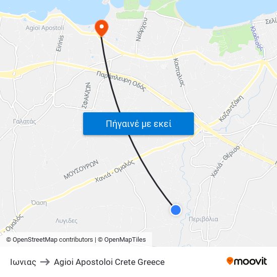 Ιωνιας to Agioi Apostoloi Crete Greece map
