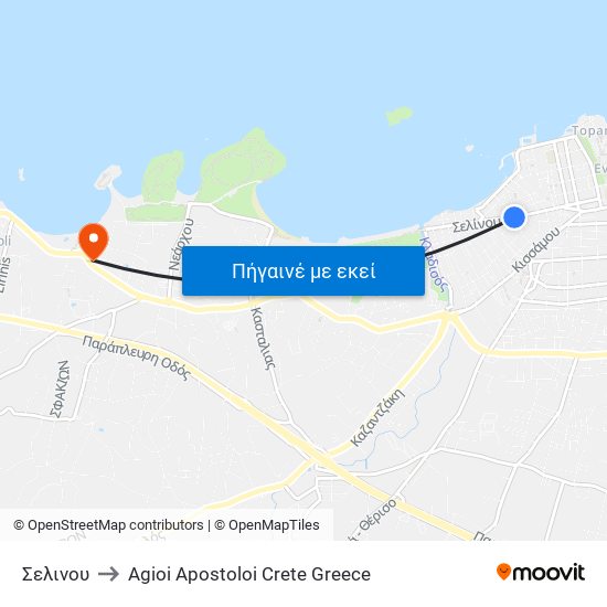 Σελινου to Agioi Apostoloi Crete Greece map