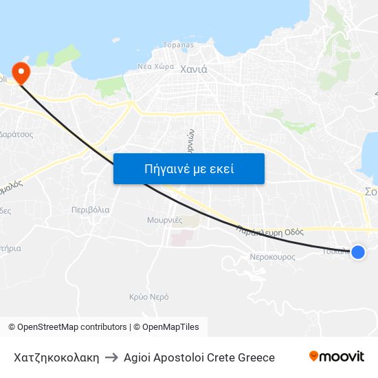 Χατζηκοκολακη to Agioi Apostoloi Crete Greece map