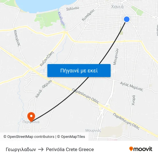 Γεωργιλαδων to Perivólia Crete Greece map