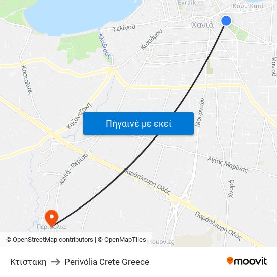 Κτιστακη to Perivólia Crete Greece map