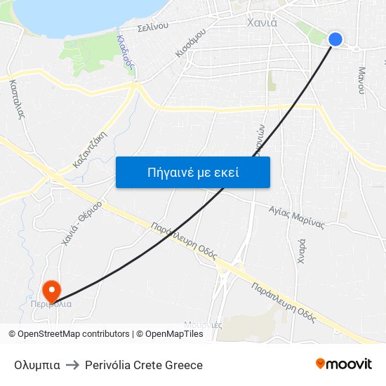 Ολυμπια to Perivólia Crete Greece map