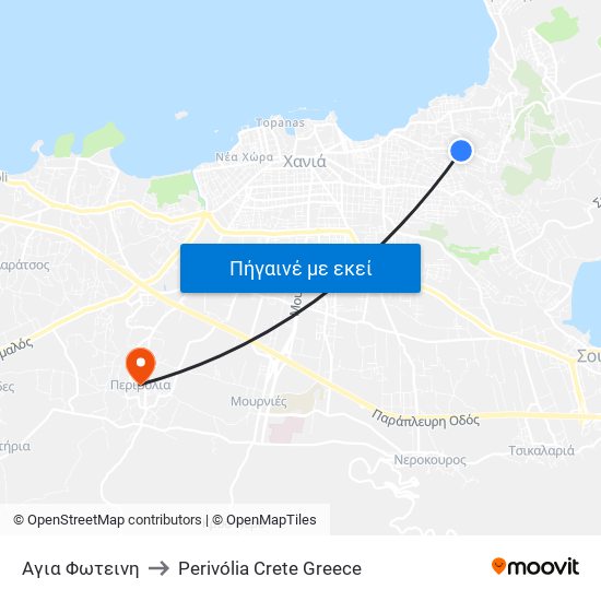 Αγια Φωτεινη to Perivólia Crete Greece map