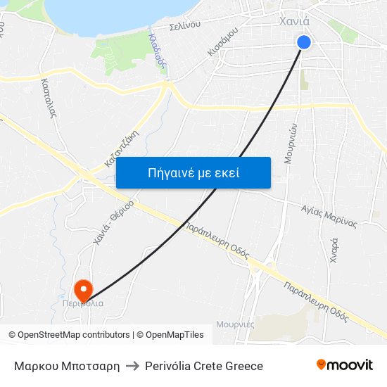 Μαρκου Μποτσαρη to Perivólia Crete Greece map