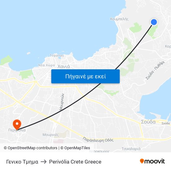 Γενικο Τμημα to Perivólia Crete Greece map