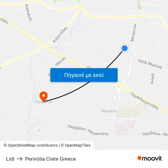 Lidl to Perivólia Crete Greece map