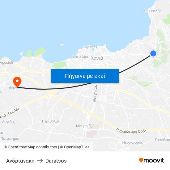 Ανδριανακη to Darátsos map