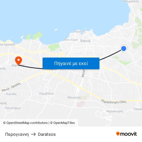 Περογιαννη to Darátsos map