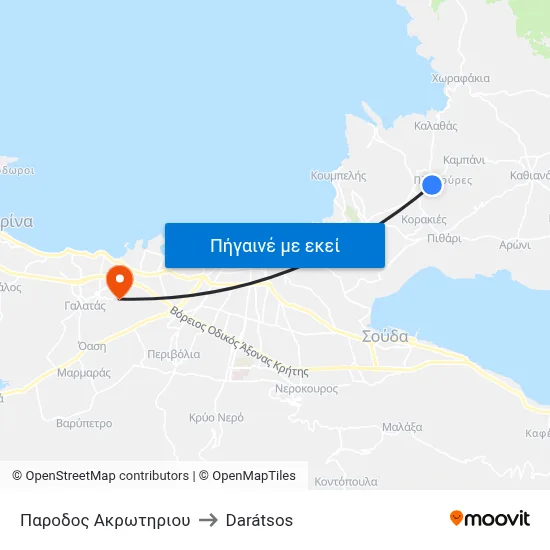 Παροδος Ακρωτηριου to Darátsos map