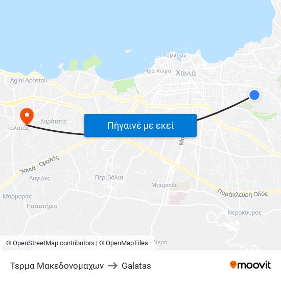Τερμα Μακεδονομαχων to Galatas map