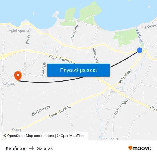 Κλαδισος to Galatas map