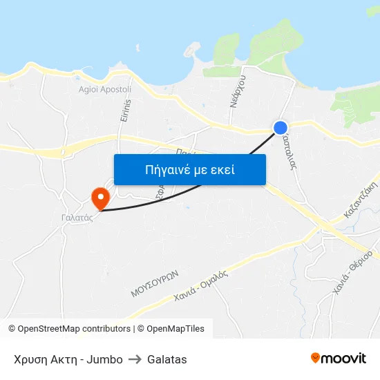 Χρυση Ακτη - Jumbo to Galatas map