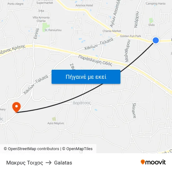 Μακρυς Τοιχος to Galatas map