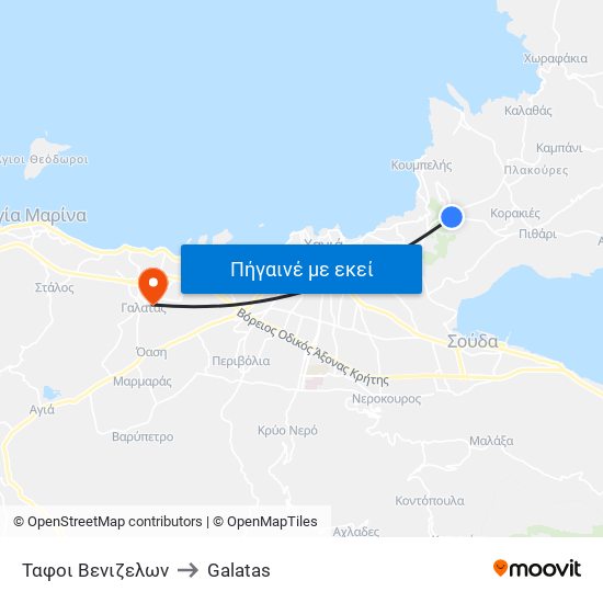 Ταφοι Βενιζελων to Galatas map