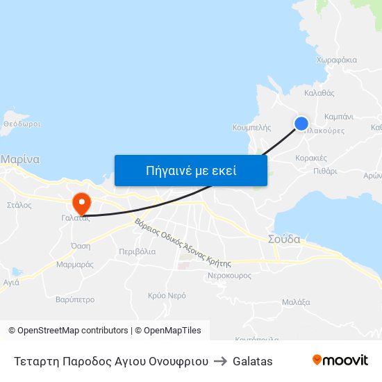 Τεταρτη Παροδος Αγιου Ονουφριου to Galatas map