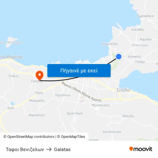Ταφοι Βενιζελων to Galatas map