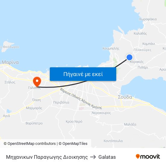 Μηχανικων Παραγωγης Διοικησης to Galatas map