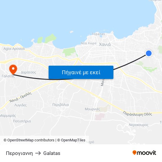 Περογιαννη to Galatas map