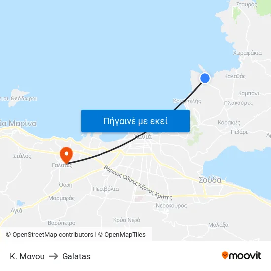 Κ. Μανου to Galatas map