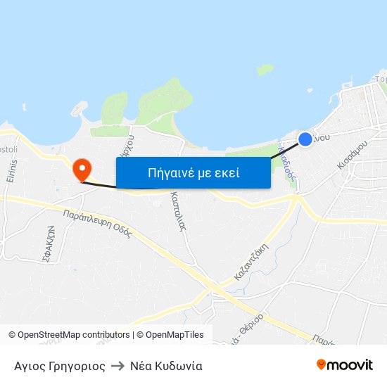 Αγιος Γρηγοριος to Νέα Κυδωνία map