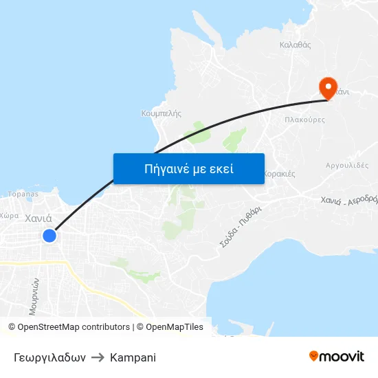 Γεωργιλαδων to Kampani map