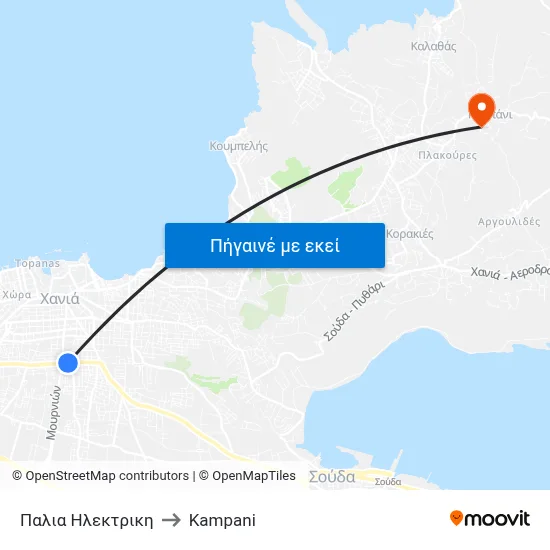 Παλια Ηλεκτρικη to Kampani map