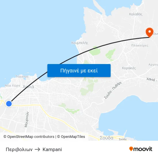 Περιβολιων to Kampani map
