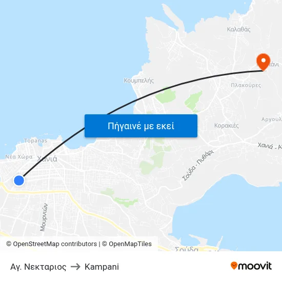 Αγ. Νεκταριος to Kampani map
