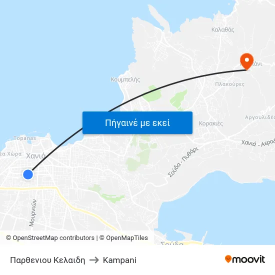 Παρθενιου Κελαιδη to Kampani map