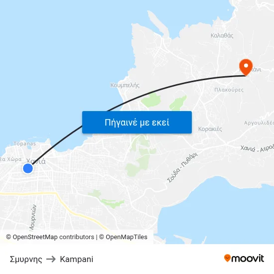 Σμυρνης to Kampani map