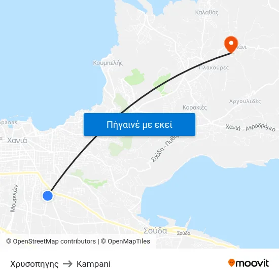 Χρυσοπηγης to Kampani map