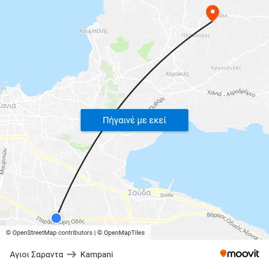 Αγιοι Σαραντα to Kampani map